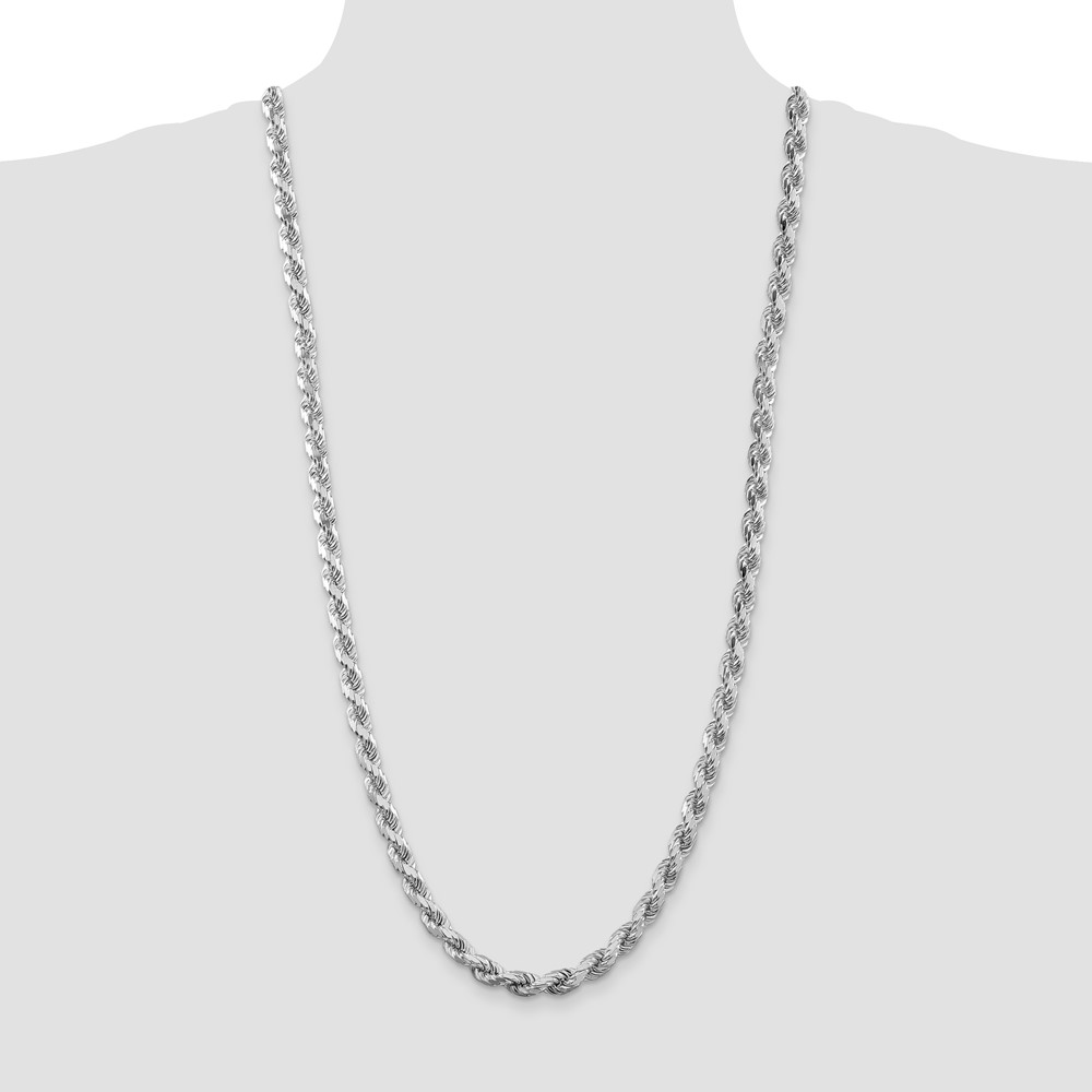 Sterling Silver Rhodium-plated 6.5mm Diamond-cut Rope Chain (QDC140R-30)
