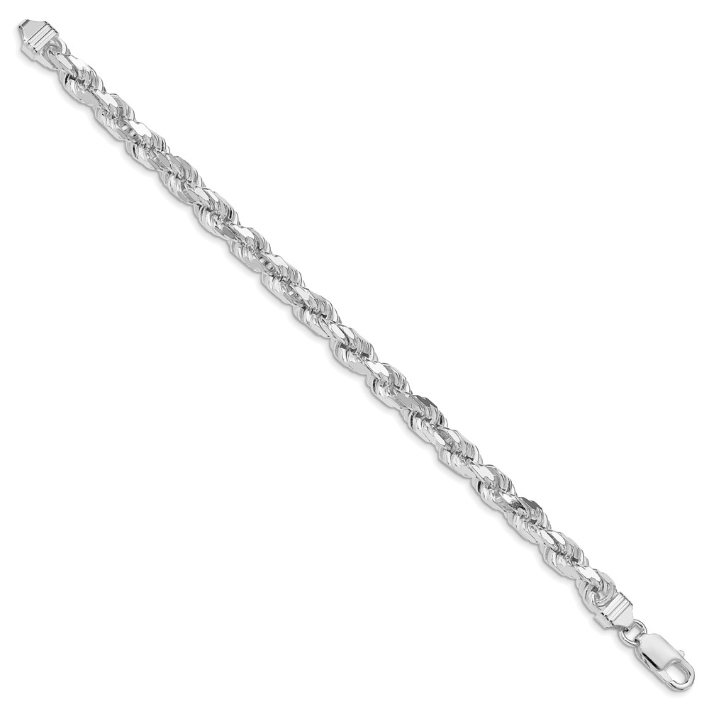Sterling Silver Rhodium-plated 6.5mm Diamond-cut Rope Chain (QDC140R-10)