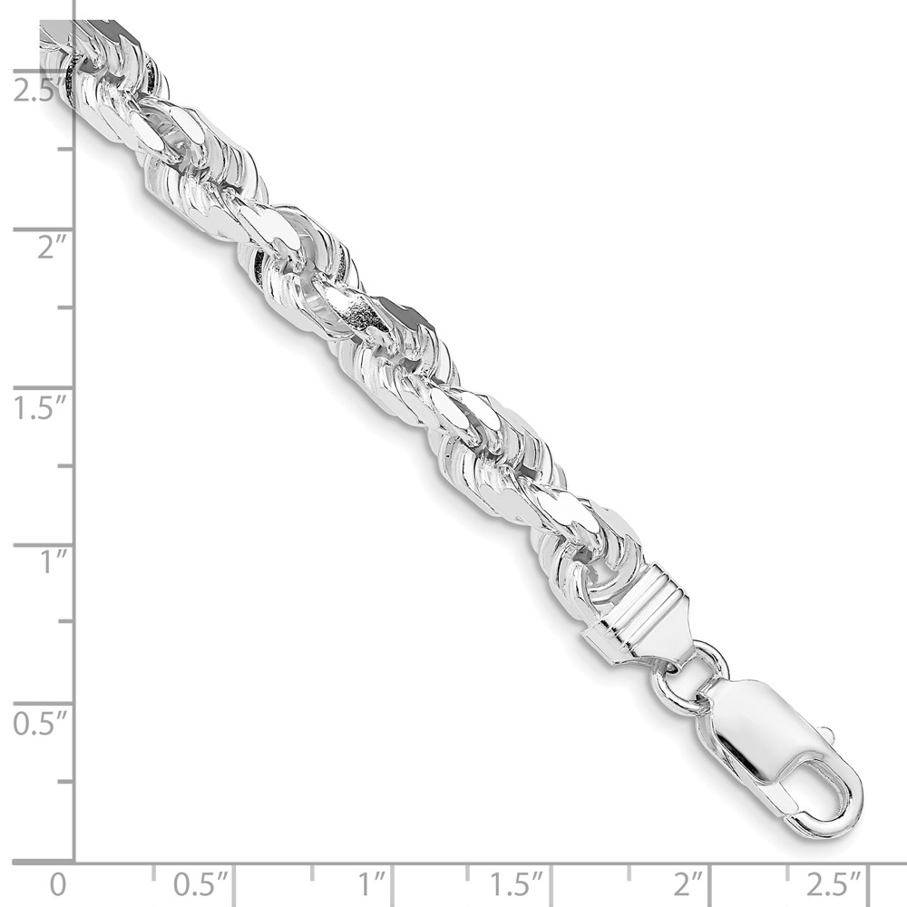 Sterling Silver Rhodium-plated 6.5mm Diamond-cut Rope Chain (QDC140R-10)