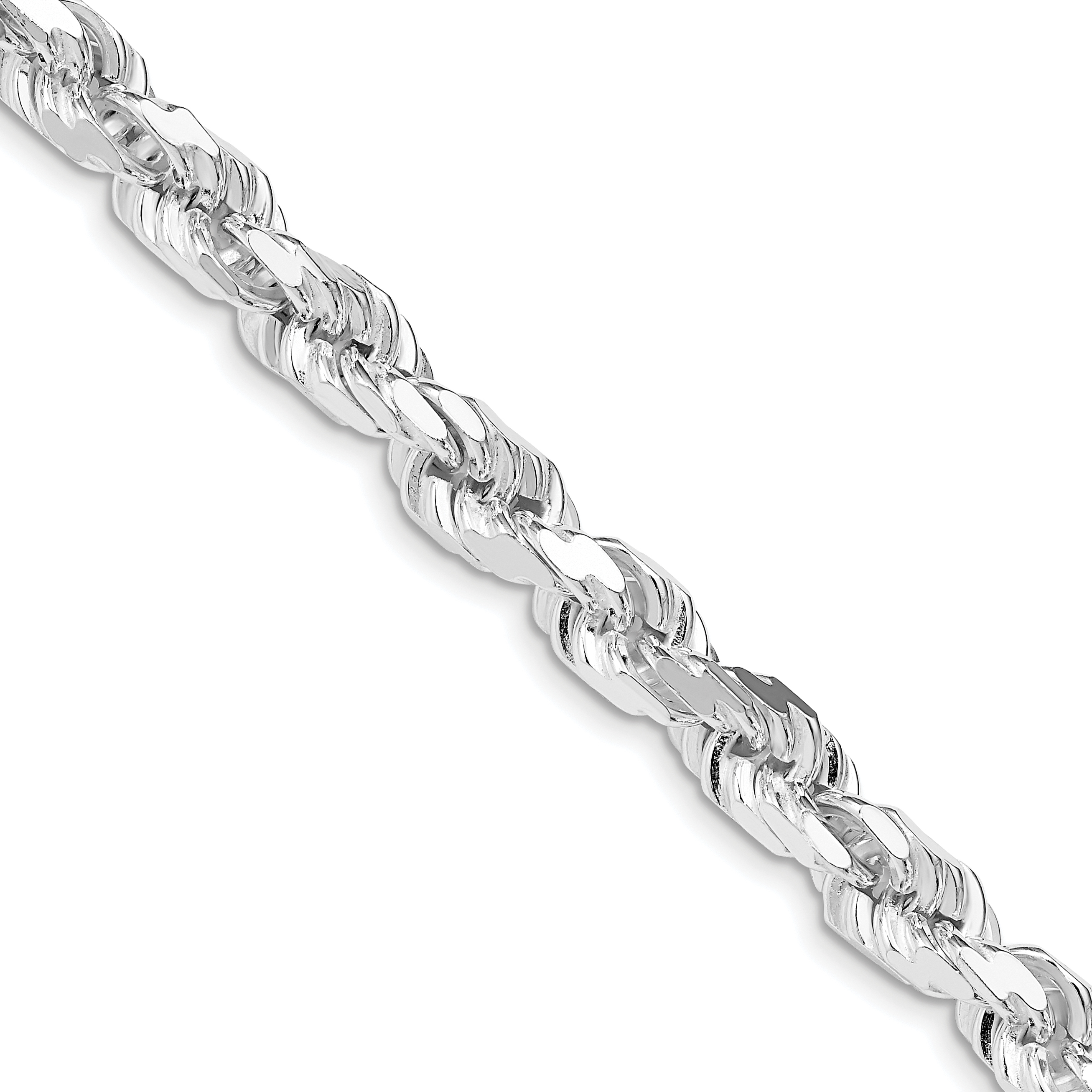 Sterling Silver Rhodium-plated 6.5mm Diamond-cut Rope Chain (QDC140R-24)