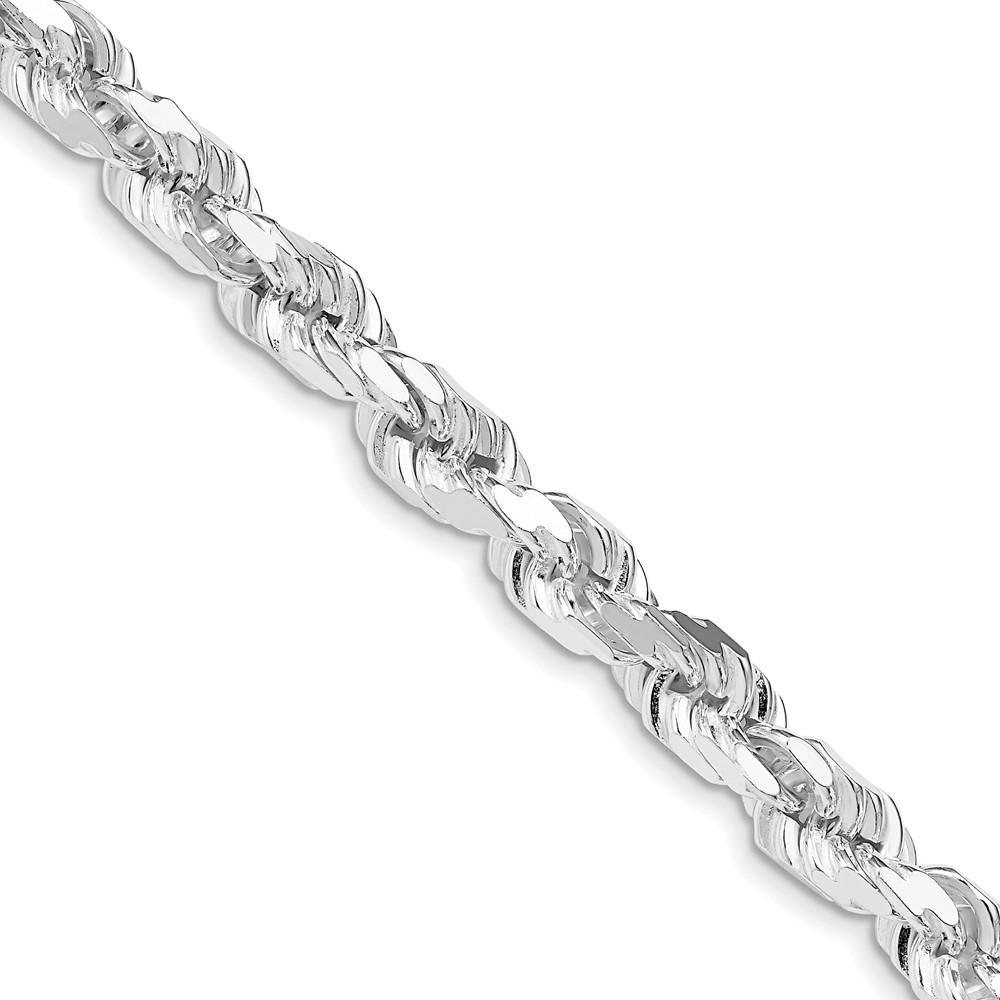 Sterling Silver Rhodium-plated 6.5mm Diamond-cut Rope Chain (QDC140R-24)