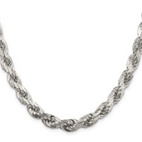 Sterling Silver 7.8mm Diamond-cut Rope Chain view 2