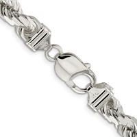 Sterling Silver 7.8mm Diamond-cut Rope Chain view 3