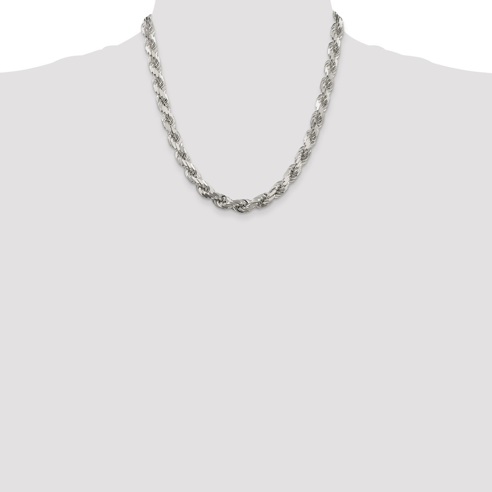 Sterling Silver 7.8mm Diamond-cut Rope Chain (QDC170-20)