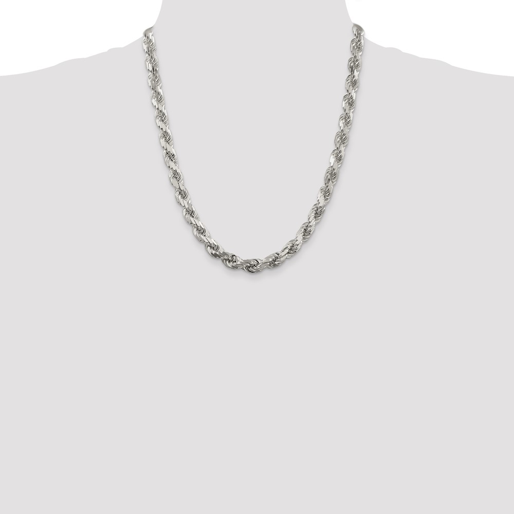 Sterling Silver 7.8mm Diamond-cut Rope Chain (QDC170-22)