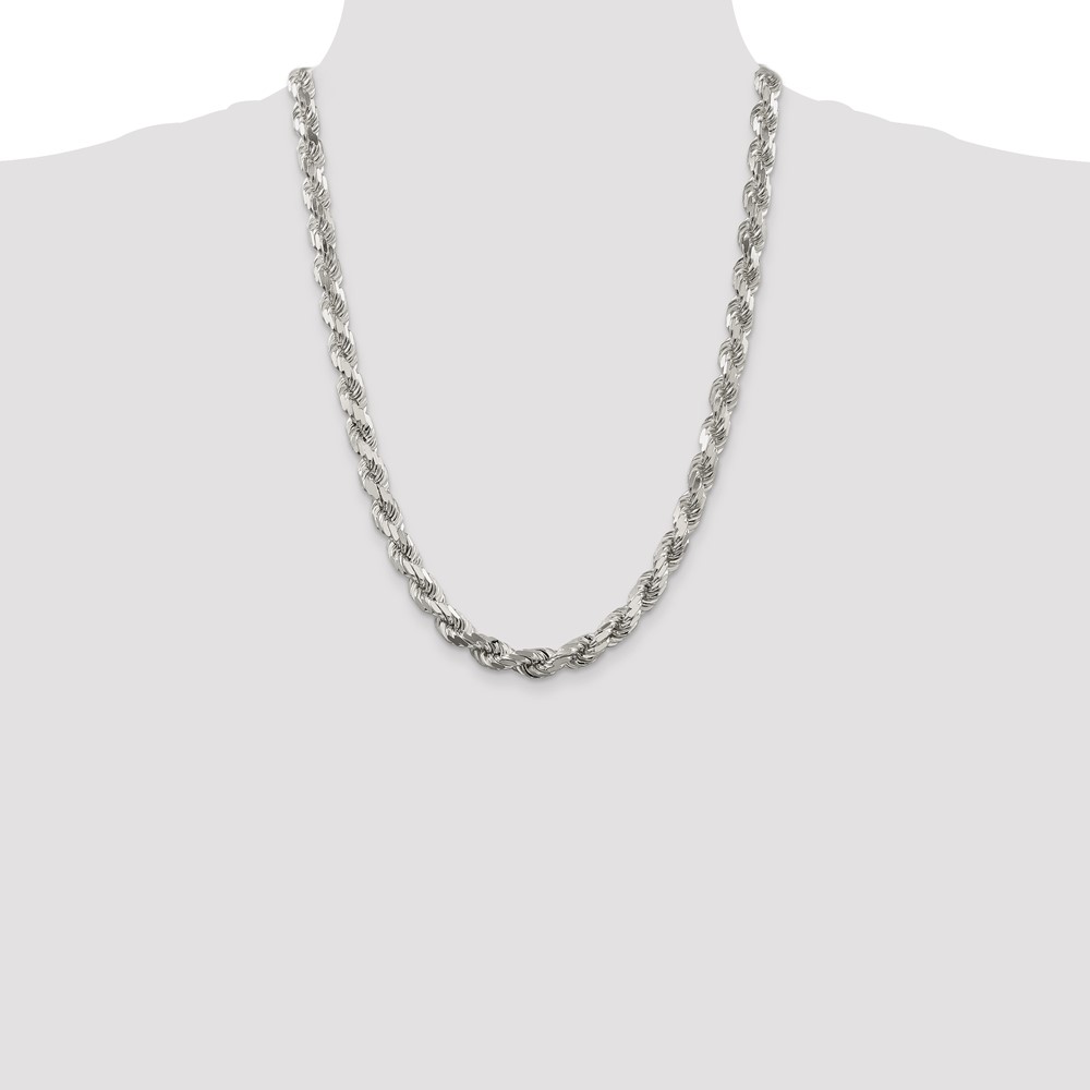 Sterling Silver 7.8mm Diamond-cut Rope Chain (QDC170-24)