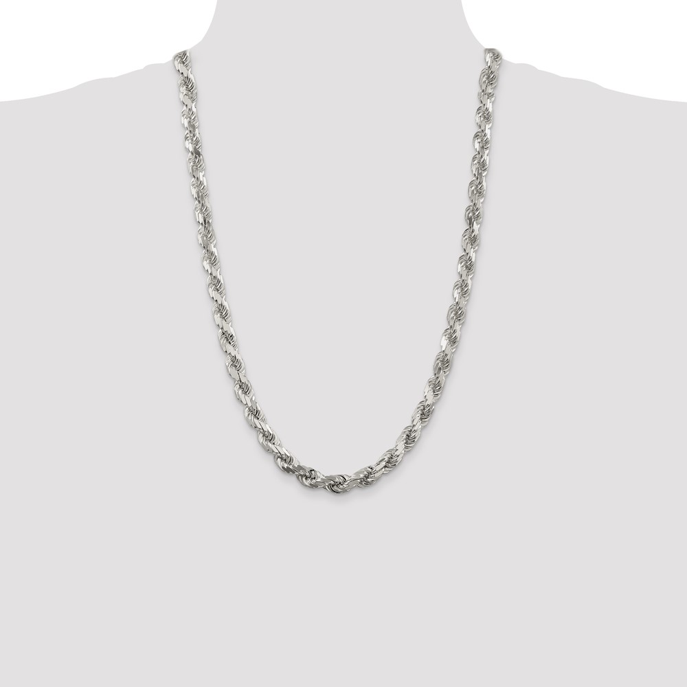 Sterling Silver 7.8mm Diamond-cut Rope Chain (QDC170-26)