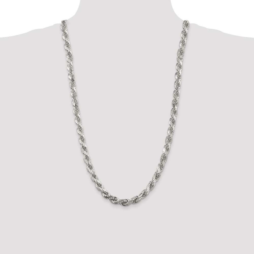 Sterling Silver 7.8mm Diamond-cut Rope Chain (QDC170-28)