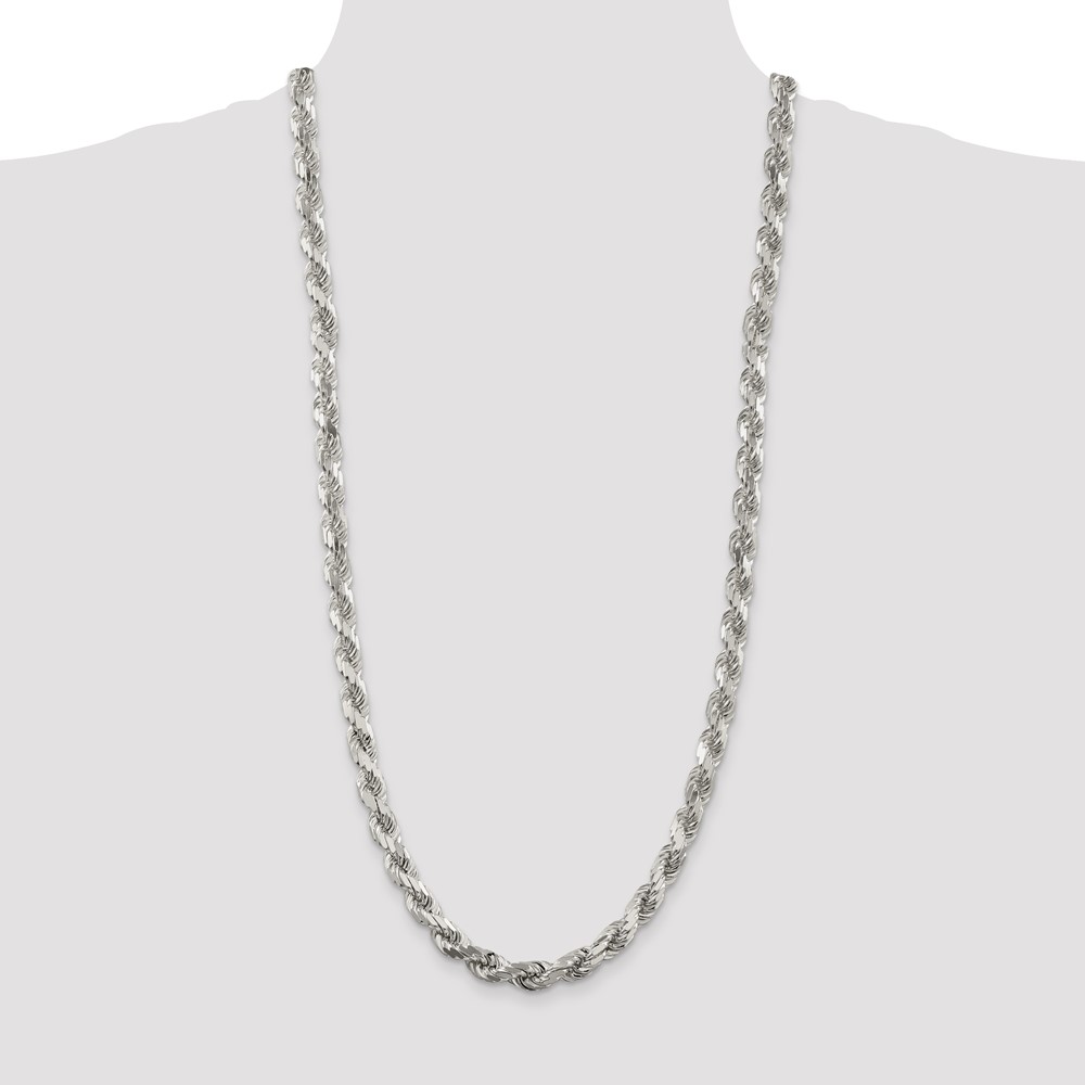 Sterling Silver 7.8mm Diamond-cut Rope Chain (QDC170-30)