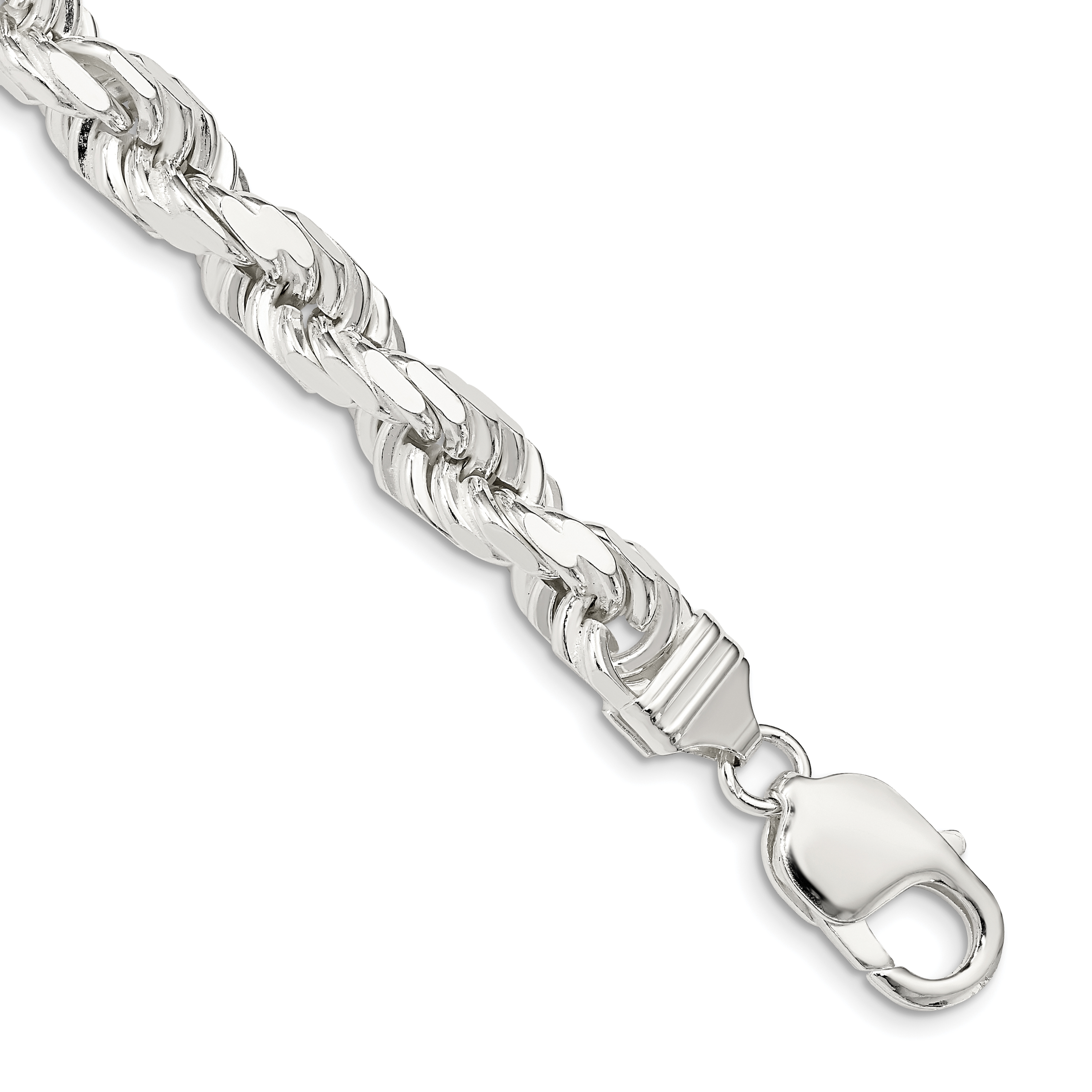 Sterling Silver 7.8mm Diamond-cut Rope Chain (QDC170-10)