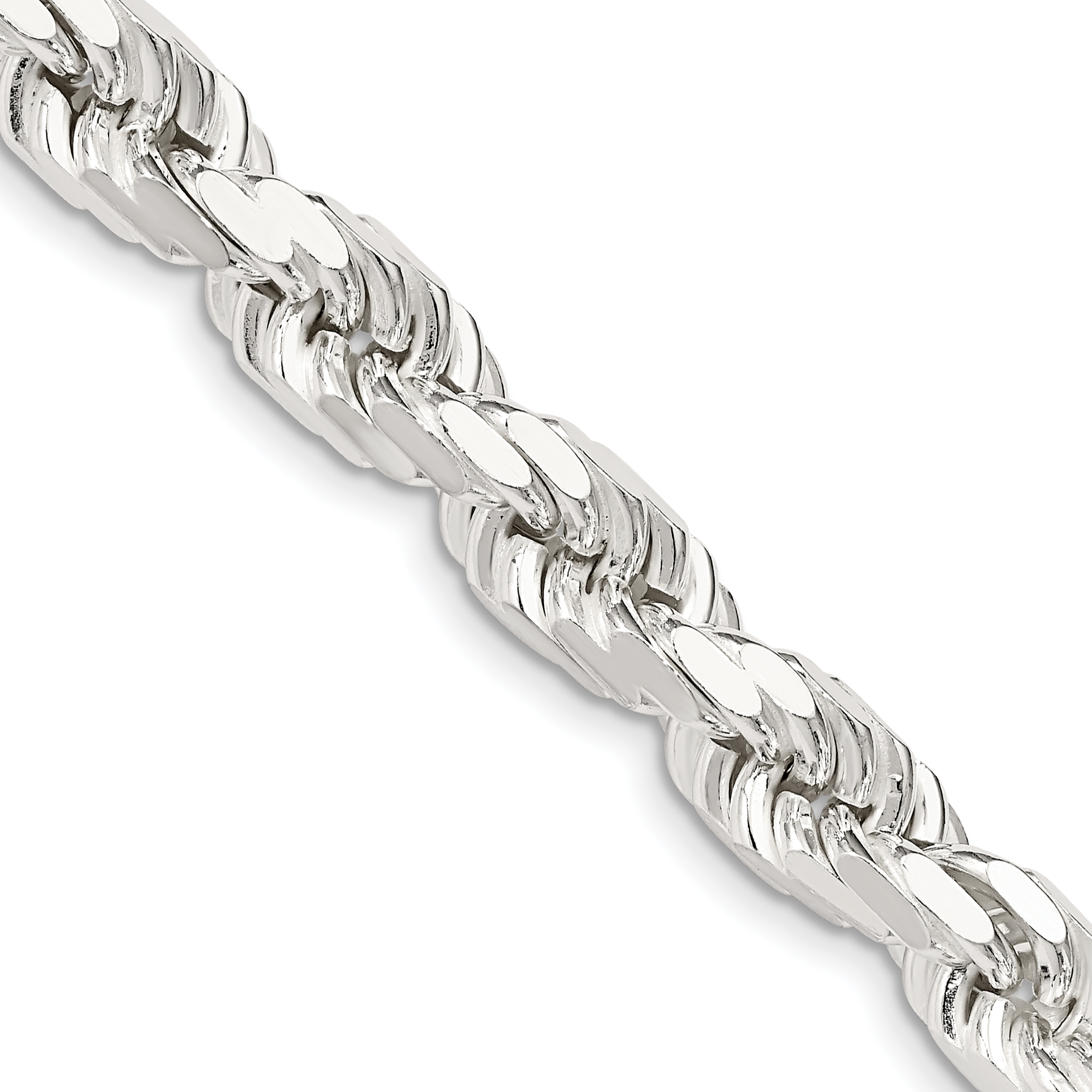 Sterling Silver 7.8mm Diamond-cut Rope Chain (QDC170-24)