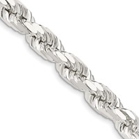 Sterling Silver 7.8mm Diamond-cut Rope Chain view 1