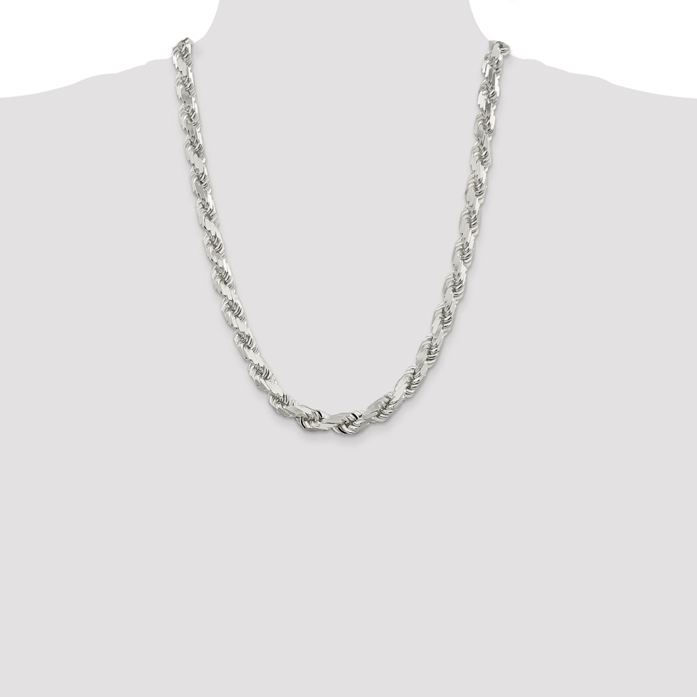 Sterling Silver 9.0mm Diamond-cut Rope Chain (QDC200-24)