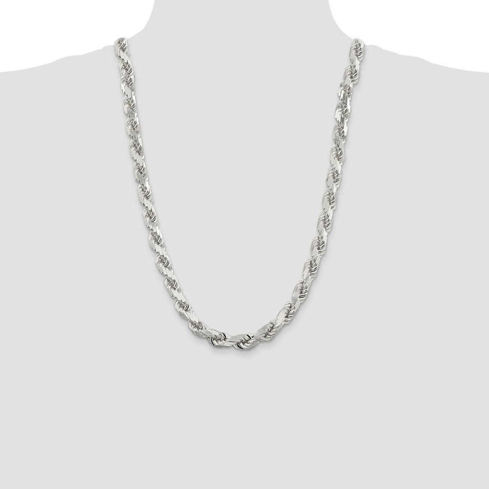Sterling Silver 9.0mm Diamond-cut Rope Chain (QDC200-26)