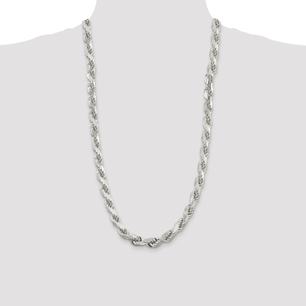 Sterling Silver 9.0mm Diamond-cut Rope Chain (QDC200-28)