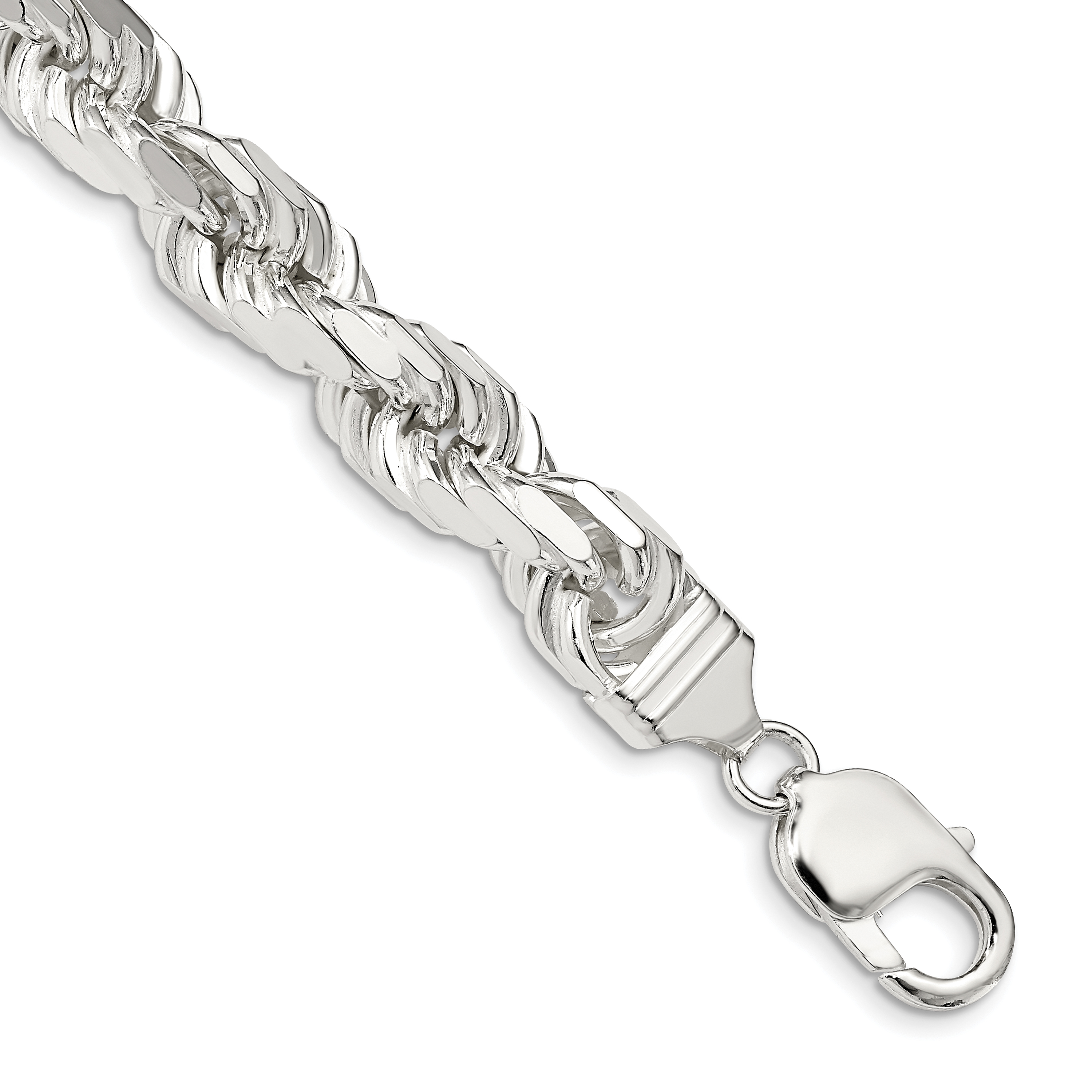 Sterling Silver 9.0mm Diamond-cut Rope Chain (QDC200-10)