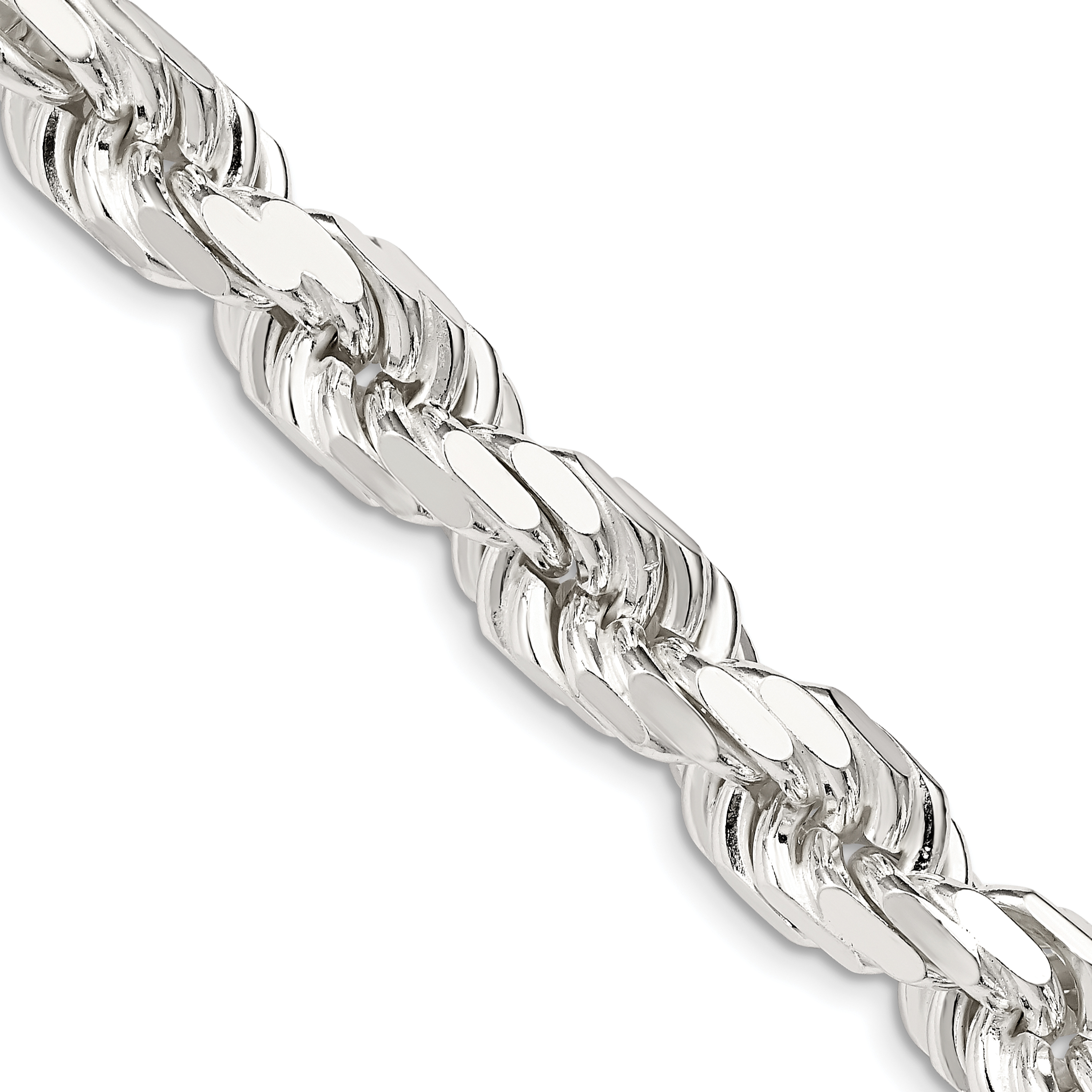 Sterling Silver 9.0mm Diamond-cut Rope Chain (QDC200-22)