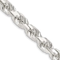 Sterling Silver 9.0mm Diamond-cut Rope Chain view 1