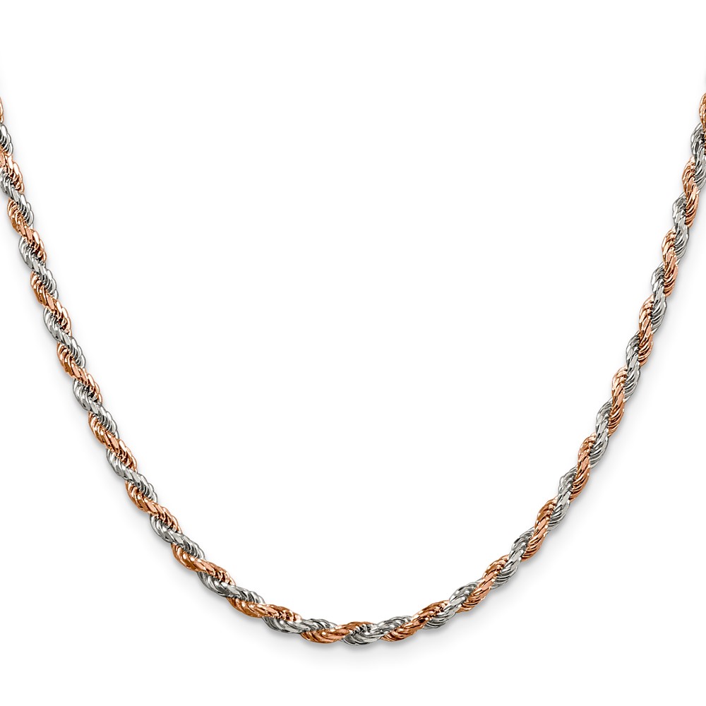 Sterling Silver And Rose Vermeil 2.5mm Diamond-cut Rope Chain (QDCR060-24)