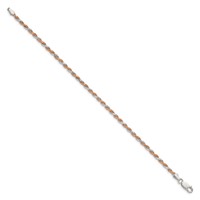 Sterling Silver and Rose Vermeil 2.5mm Diamond-cut Rope Chain view 2