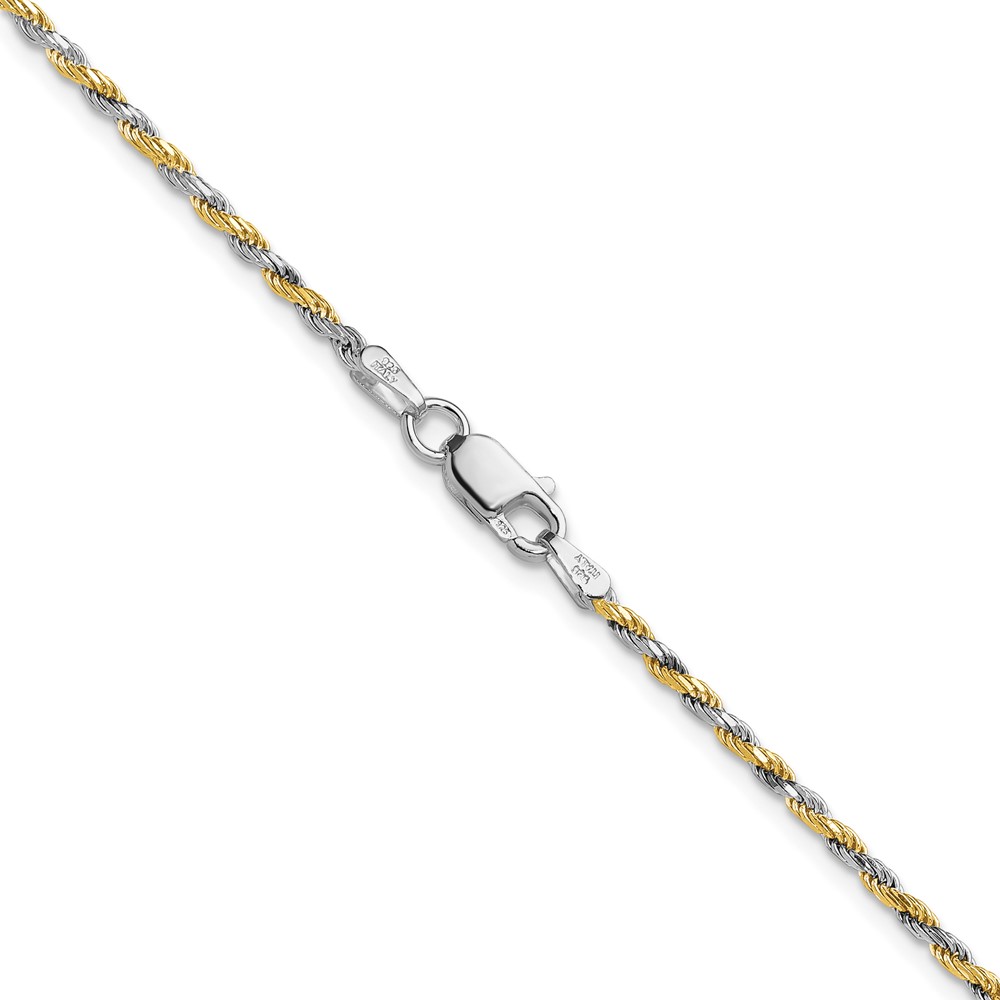 Sterling Silver And Vermeil 1.85mm Diamond-cut Rope Chain (QDCY040-16)