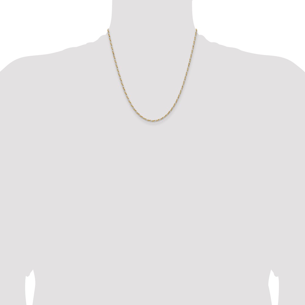 Sterling Silver And Vermeil 1.85mm Diamond-cut Rope Chain (QDCY040-20)