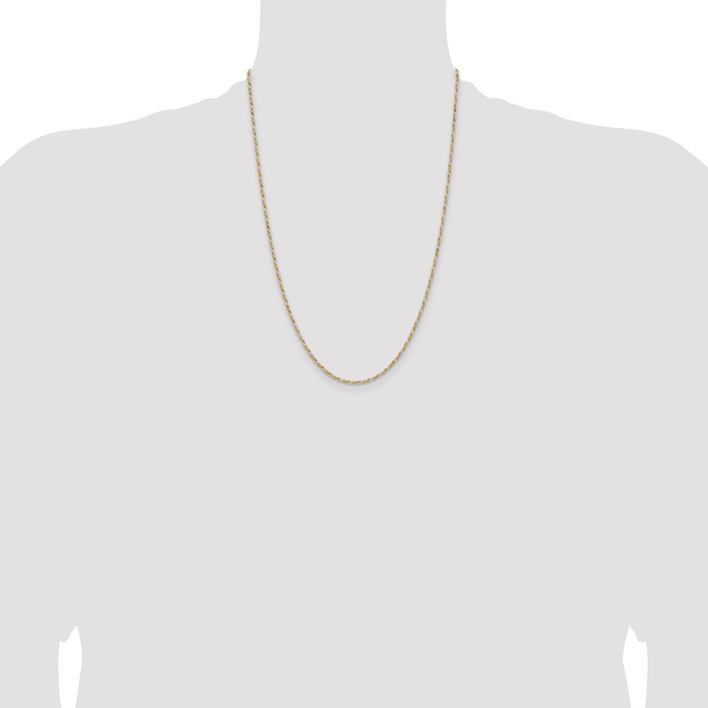 Sterling Silver And Vermeil 1.85mm Diamond-cut Rope Chain (QDCY040-24)