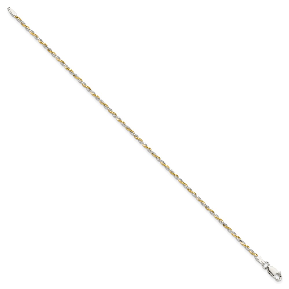 Sterling Silver And Vermeil 1.85mm Diamond-cut Rope Chain (QDCY040-7)