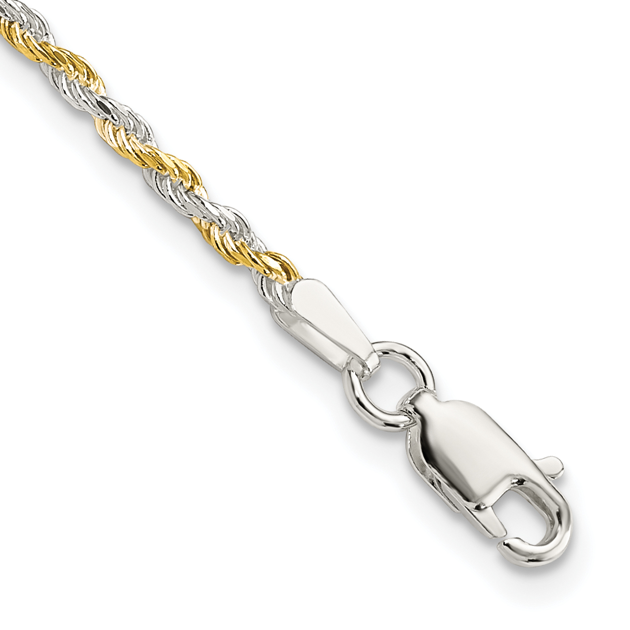Sterling Silver And Vermeil 1.85mm Diamond-cut Rope Chain (QDCY040-7)