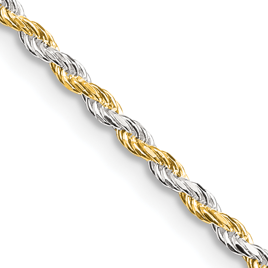 Sterling Silver And Vermeil 1.85mm Diamond-cut Rope Chain (QDCY040-16)
