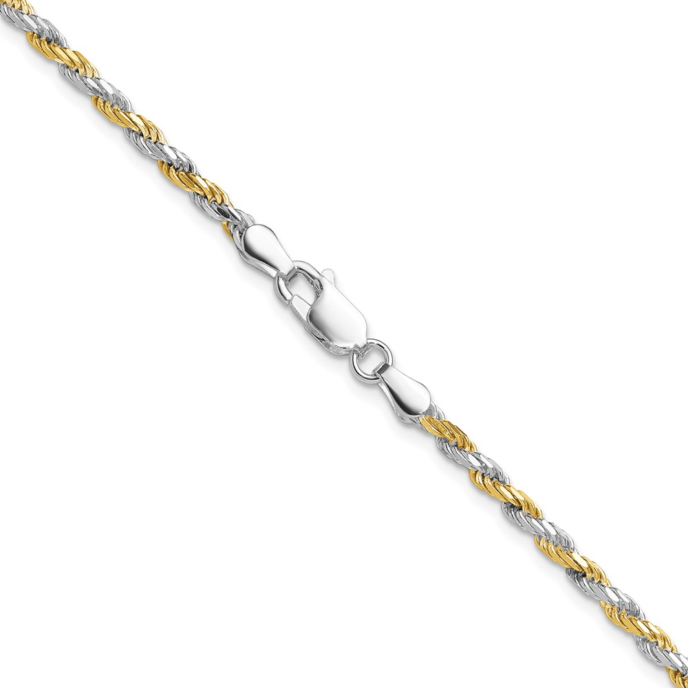 Sterling Silver And Vermeil 2.5mm Diamond-cut Rope Chain (QDCY060-18)