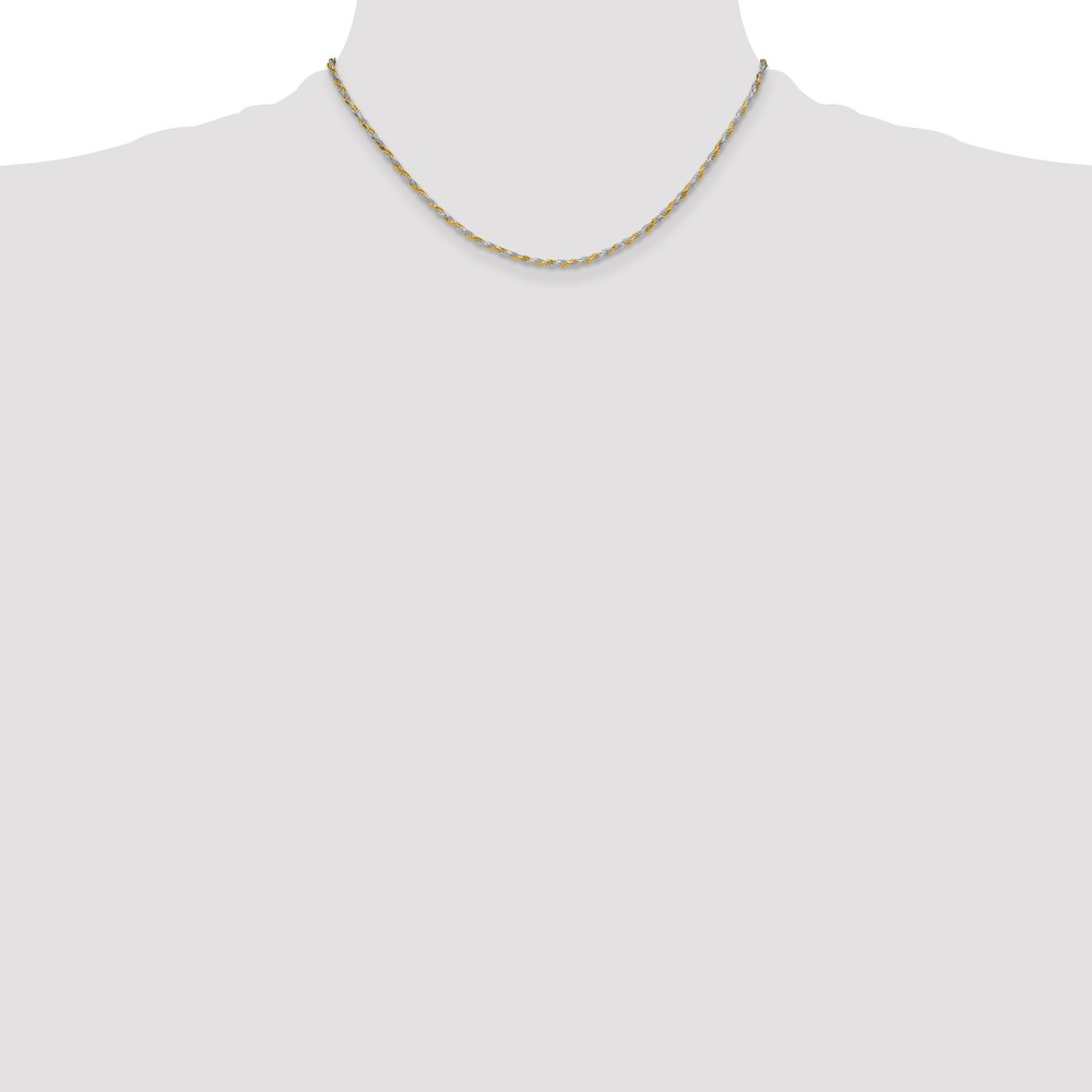 Sterling Silver And Vermeil 2.5mm Diamond-cut Rope Chain (QDCY060-16)