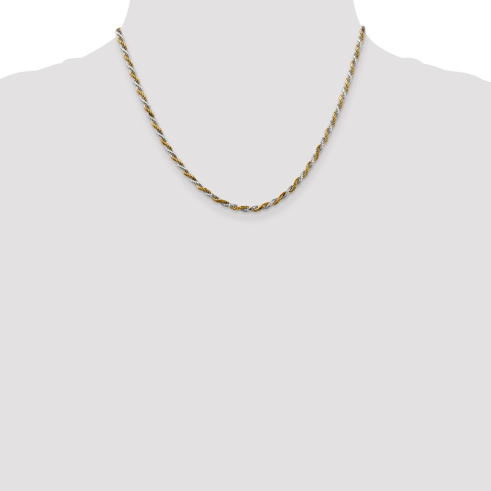 Sterling Silver And Vermeil 2.5mm Diamond-cut Rope Chain (QDCY060-18)