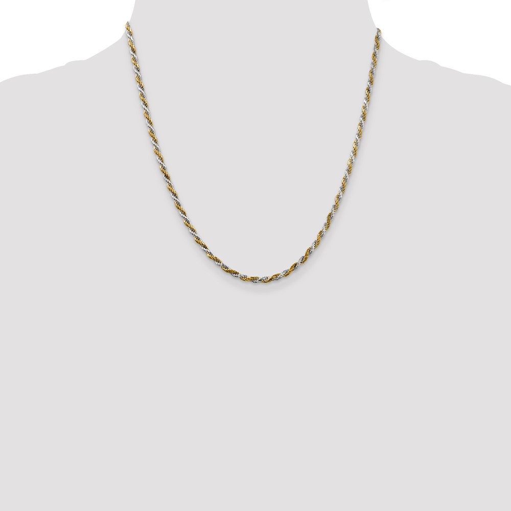 Sterling Silver And Vermeil 2.5mm Diamond-cut Rope Chain (QDCY060-20)