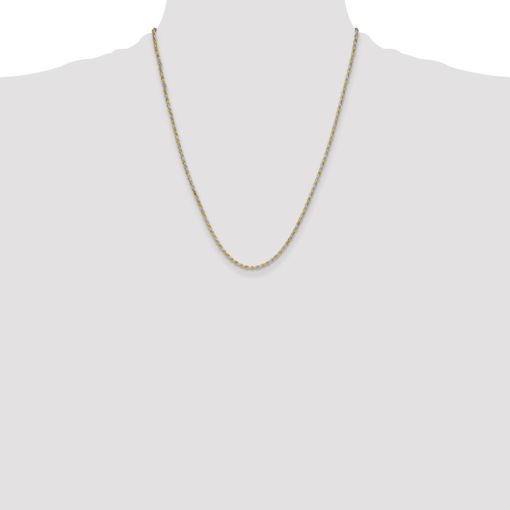 Sterling Silver And Vermeil 2.5mm Diamond-cut Rope Chain (QDCY060-22)