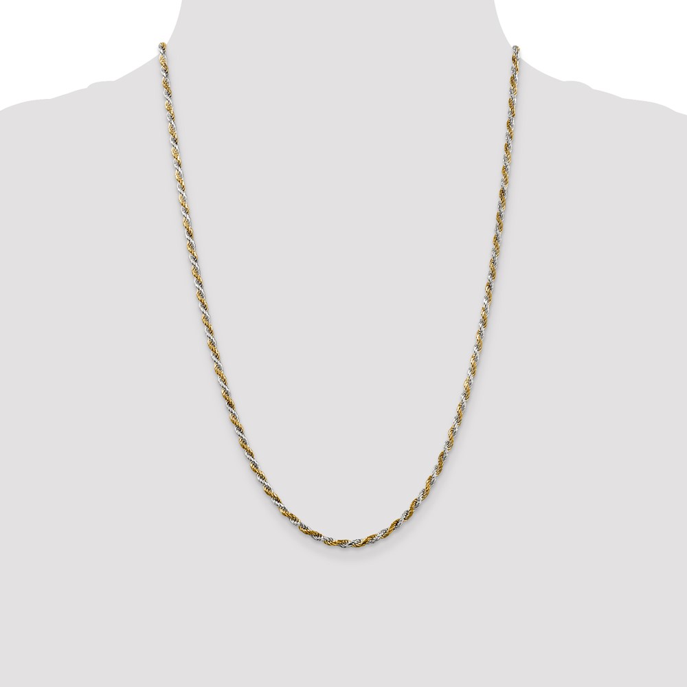 Sterling Silver And Vermeil 2.5mm Diamond-cut Rope Chain (QDCY060-24)
