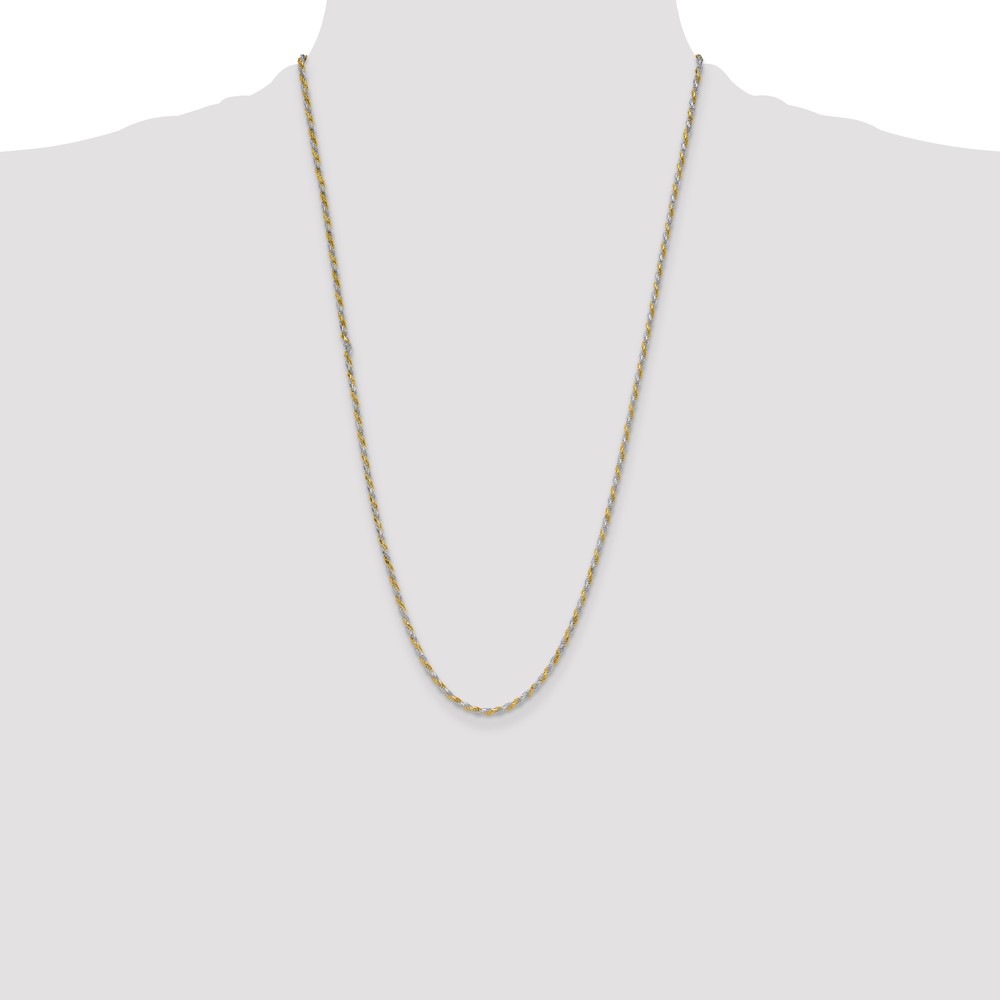 Sterling Silver And Vermeil 2.5mm Diamond-cut Rope Chain (QDCY060-26)