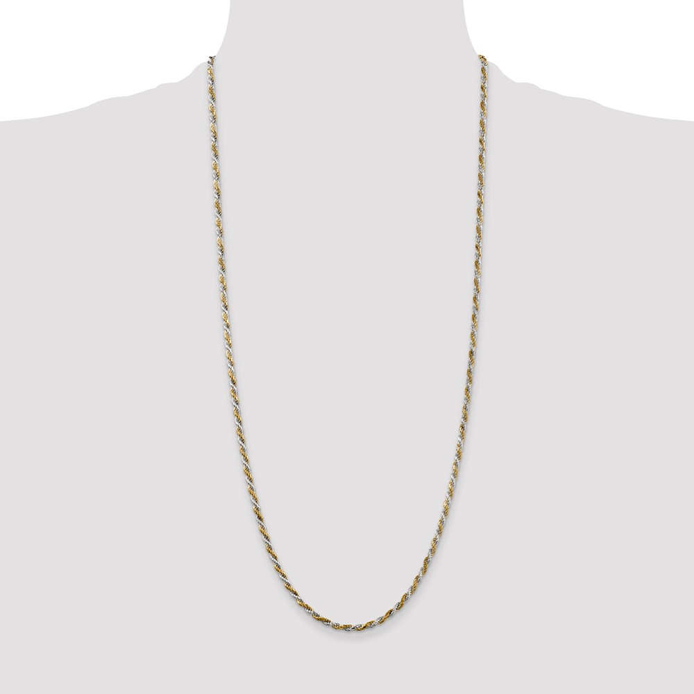 Sterling Silver And Vermeil 2.5mm Diamond-cut Rope Chain (QDCY060-30)