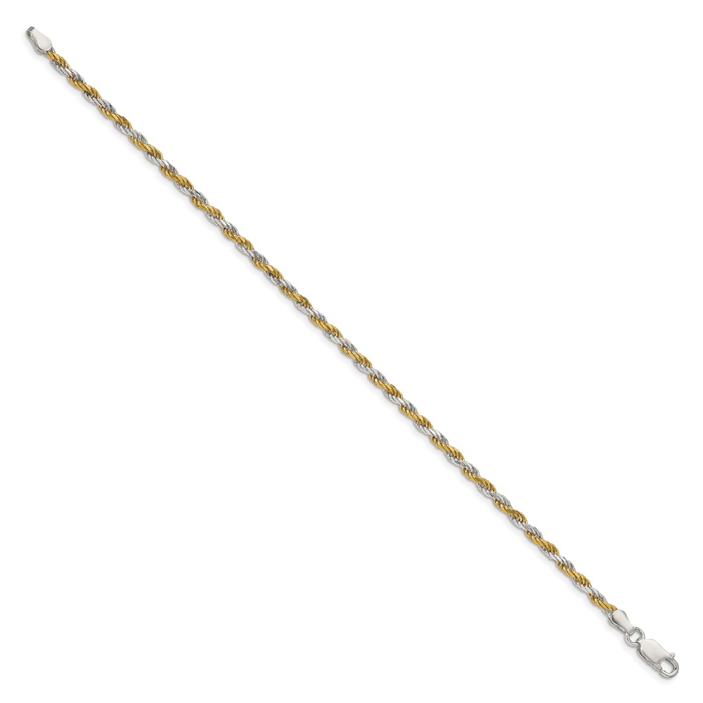 Sterling Silver And Vermeil 2.5mm Diamond-cut Rope Chain (QDCY060-8)