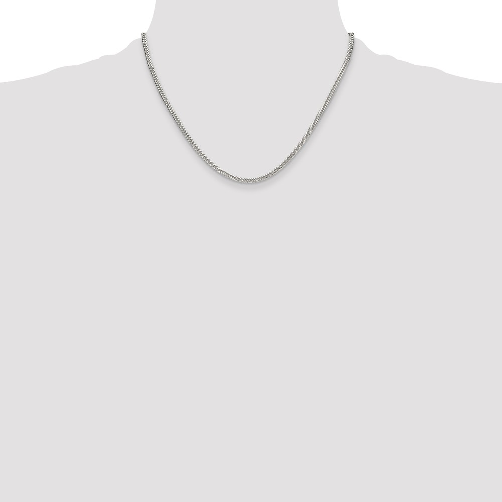 Sterling Silver Polished 3.0mm Double Diamond-cut Curb Chain (QDD060-18)