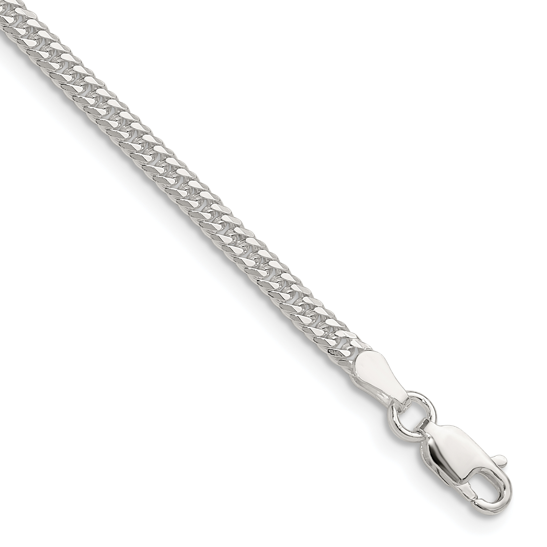 Sterling Silver Polished 3.0mm Double Diamond-cut Curb Chain (QDD060-8)