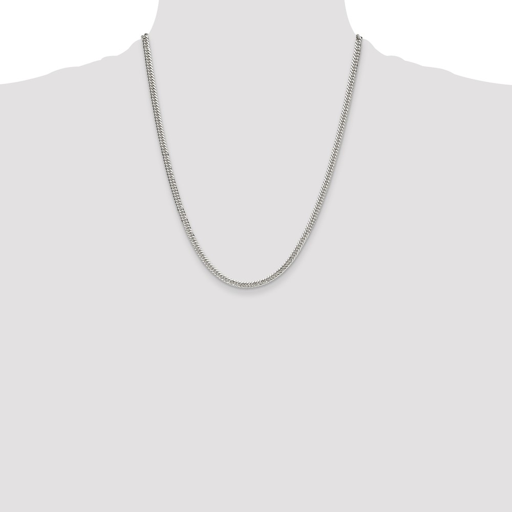 Sterling Silver Polished 3.9mm Double Diamond-cut Curb Chain (QDD080-22)