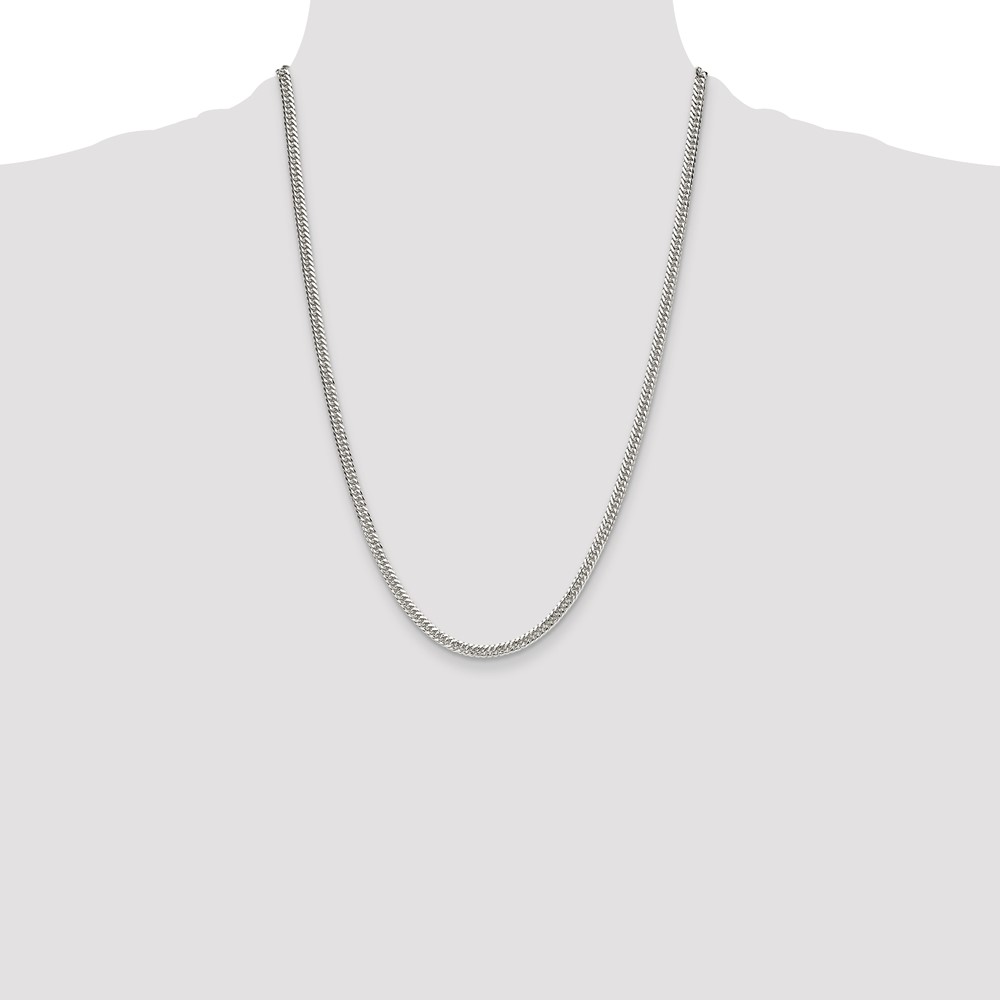 Sterling Silver Polished 3.9mm Double Diamond-cut Curb Chain (QDD080-24)