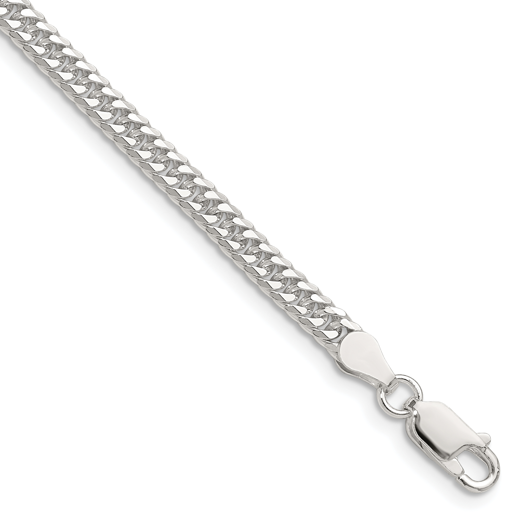 Sterling Silver Polished 3.9mm Double Diamond-cut Curb Chain (QDD080-7)