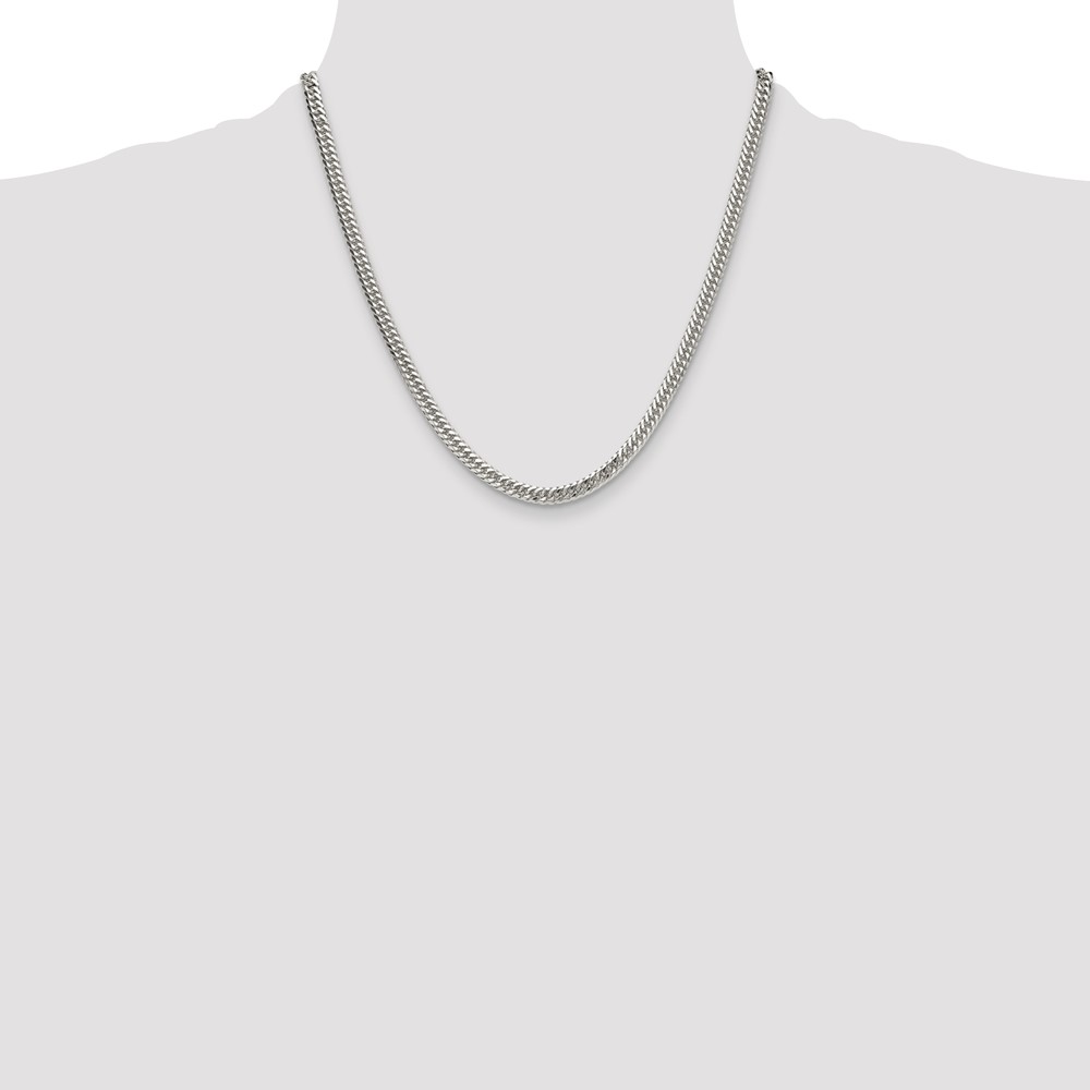 Sterling Silver Polished 4.8mm Double Diamond-cut Curb Chain (QDD100-20)