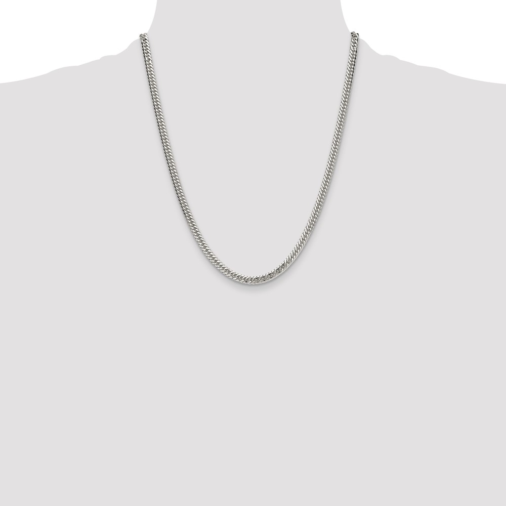 Sterling Silver Polished 4.8mm Double Diamond-cut Curb Chain (QDD100-22)