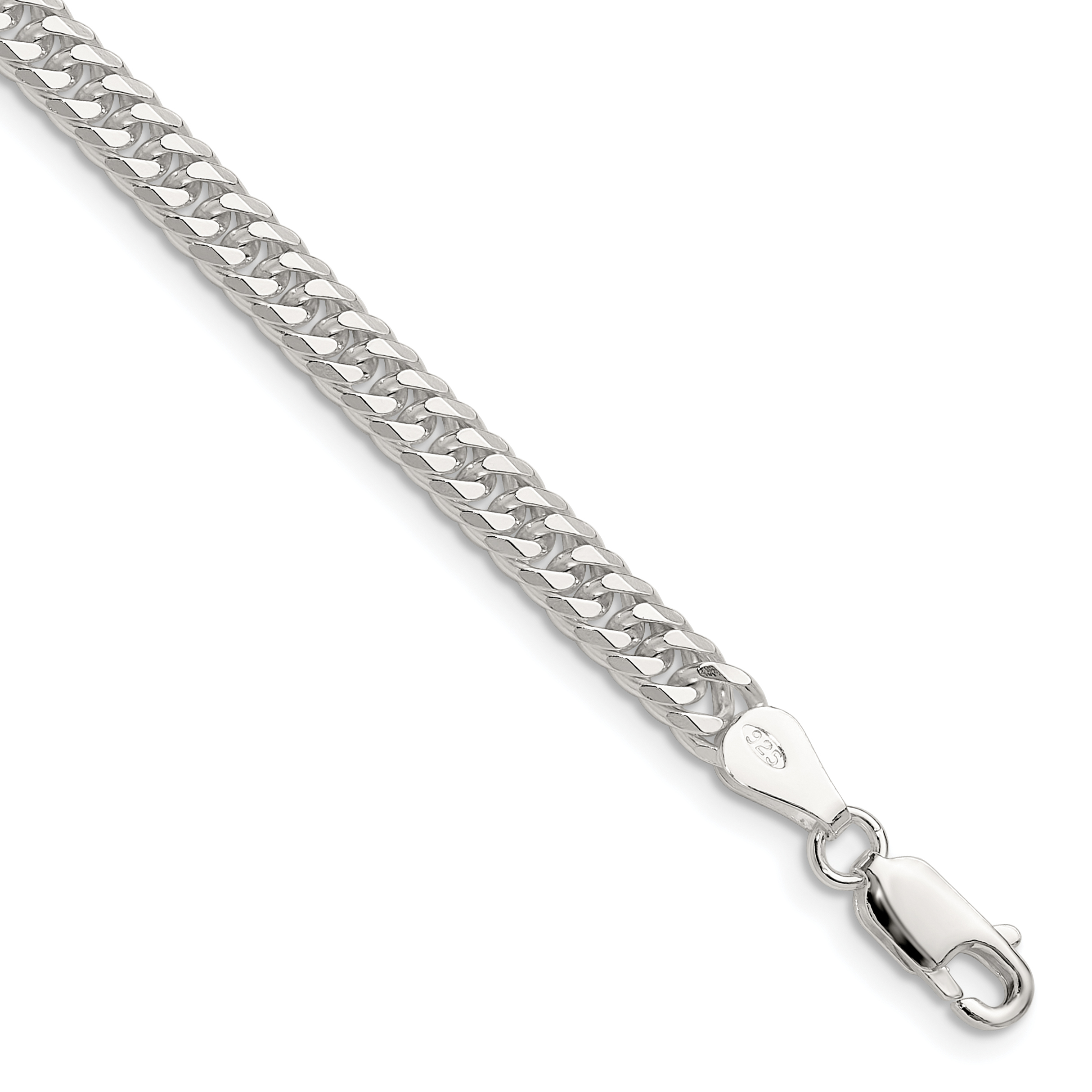 Sterling Silver Polished 4.8mm Double Diamond-cut Curb Chain (QDD100-8)