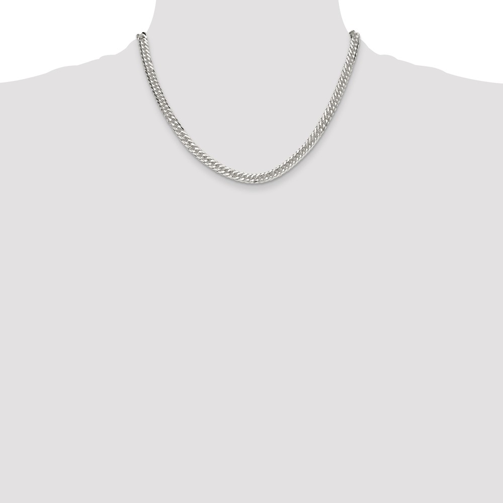 Sterling Silver Polished 5.7mm Double Diamond-cut Curb Chain (QDD120-18)