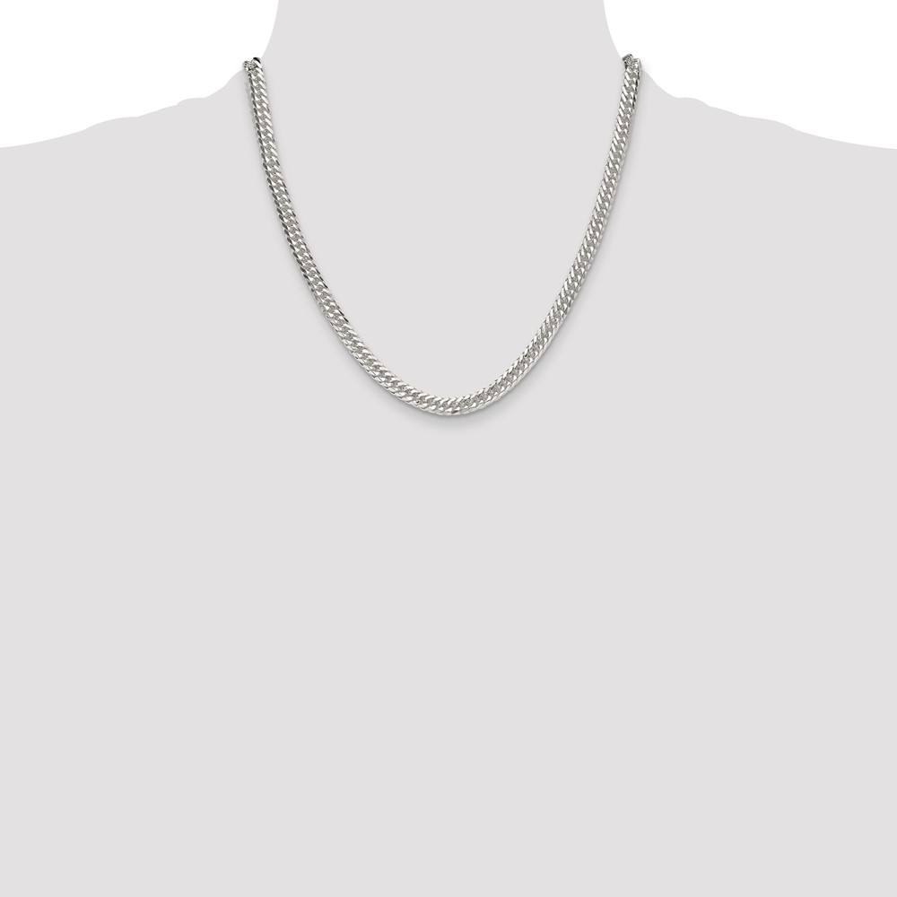 Sterling Silver Polished 5.7mm Double Diamond-cut Curb Chain (QDD120-20)