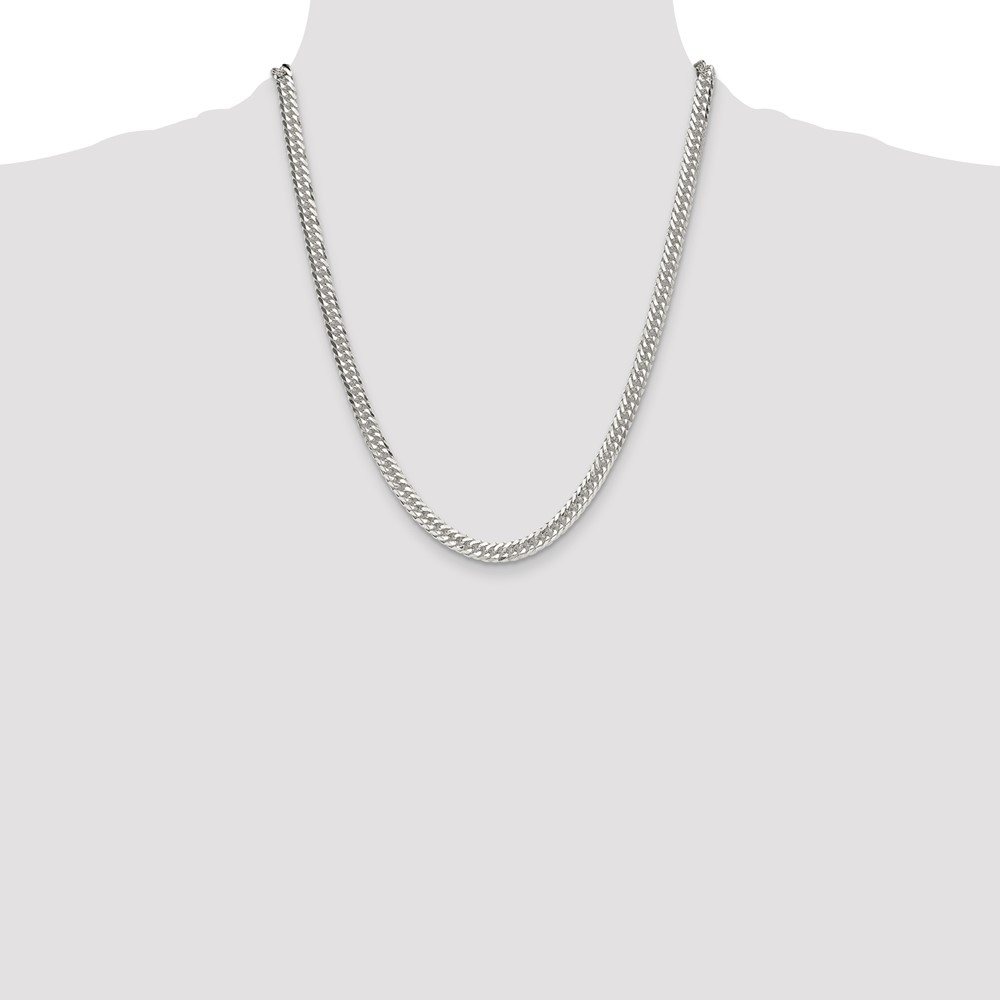 Sterling Silver Polished 5.7mm Double Diamond-cut Curb Chain (QDD120-22)